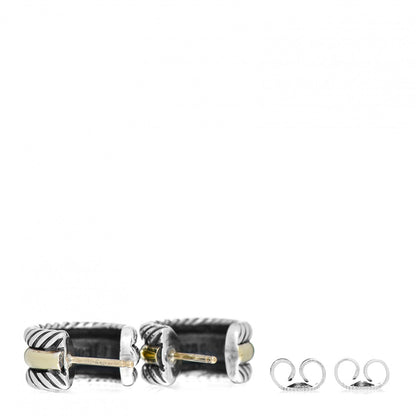 David Yurman Sterling Silver 14K Yellow Gold 16mm Cable Classics Hoop Earrings 3 of 4