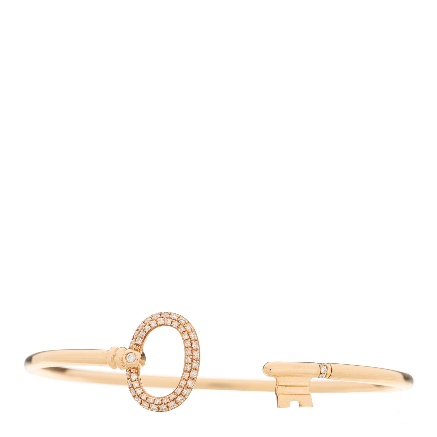 Tiffany 18K Rose Gold Diamond Keys Wire Bracelet 1 of 4