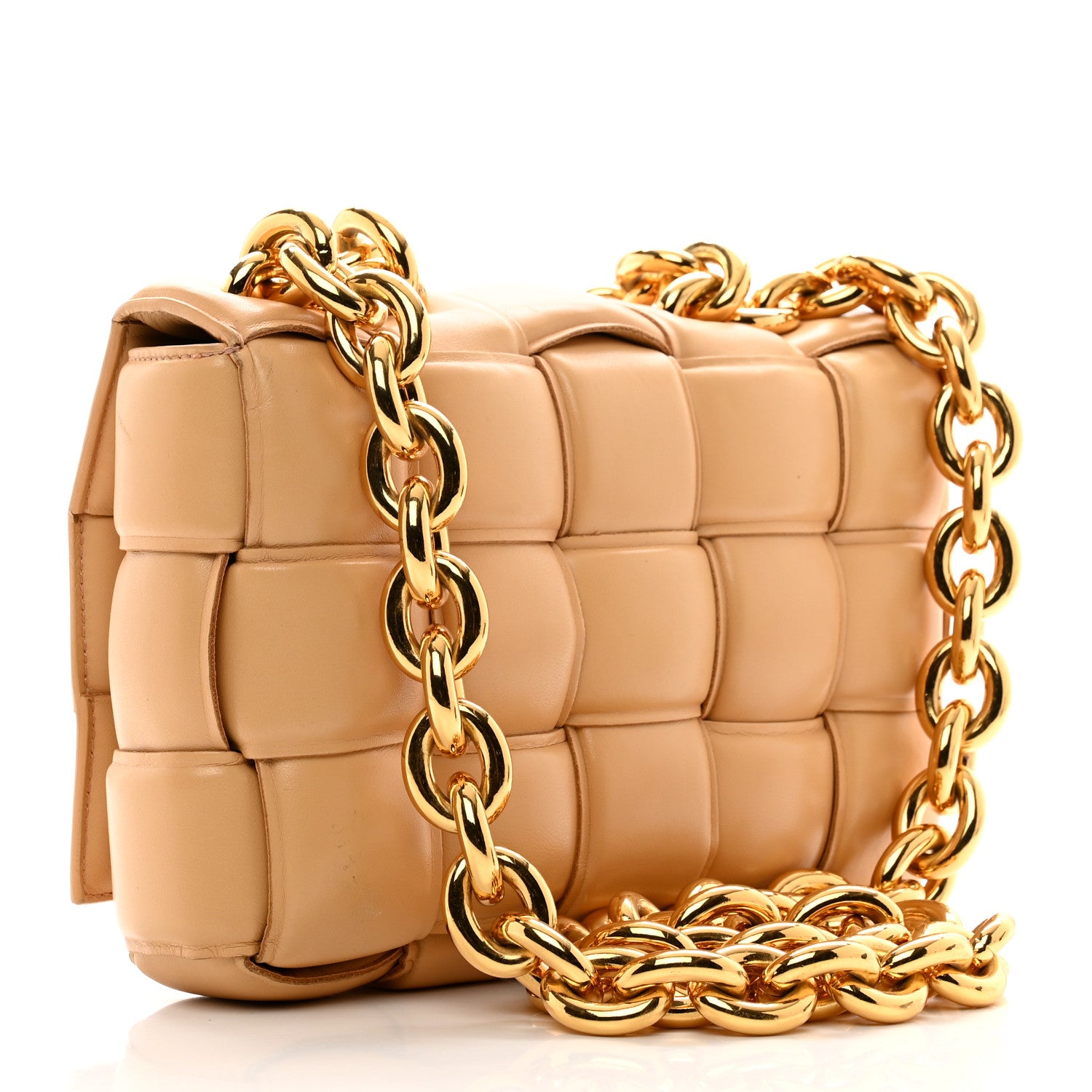 Bottega Veneta Lambskin Maxi Intreccio Padded Chain Cassette Crossbody Bag Almond 3 of 9