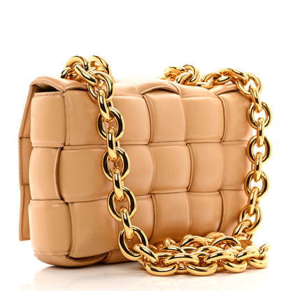 Bottega Veneta Lambskin Maxi Intreccio Padded Chain Cassette Crossbody Bag Almond 3 of 9
