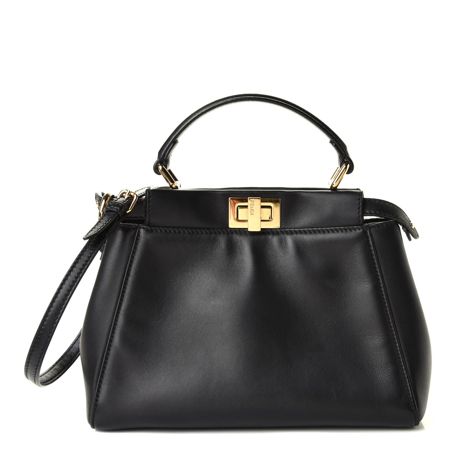 Fendi Nappa Mini Peekaboo Iconic Satchel Black 2 of 12
