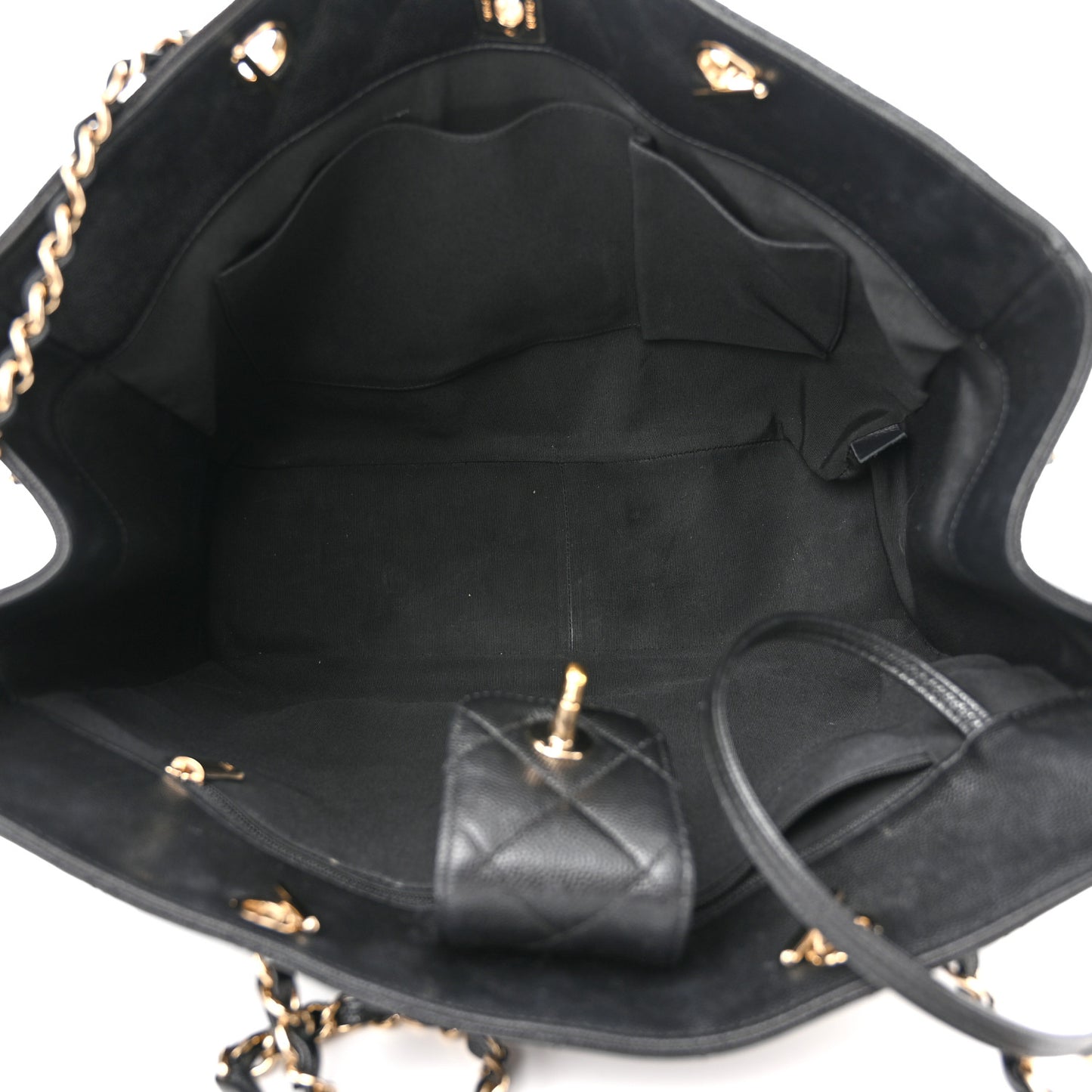 Caviar Quilted Large Shopping Tote Black