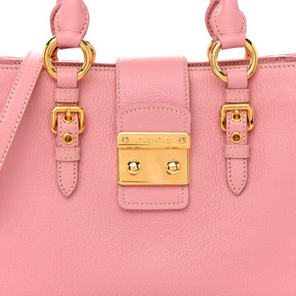 Miu Miu Goatskin Madras Shopping Tote Rosa Gemma 7 of 13