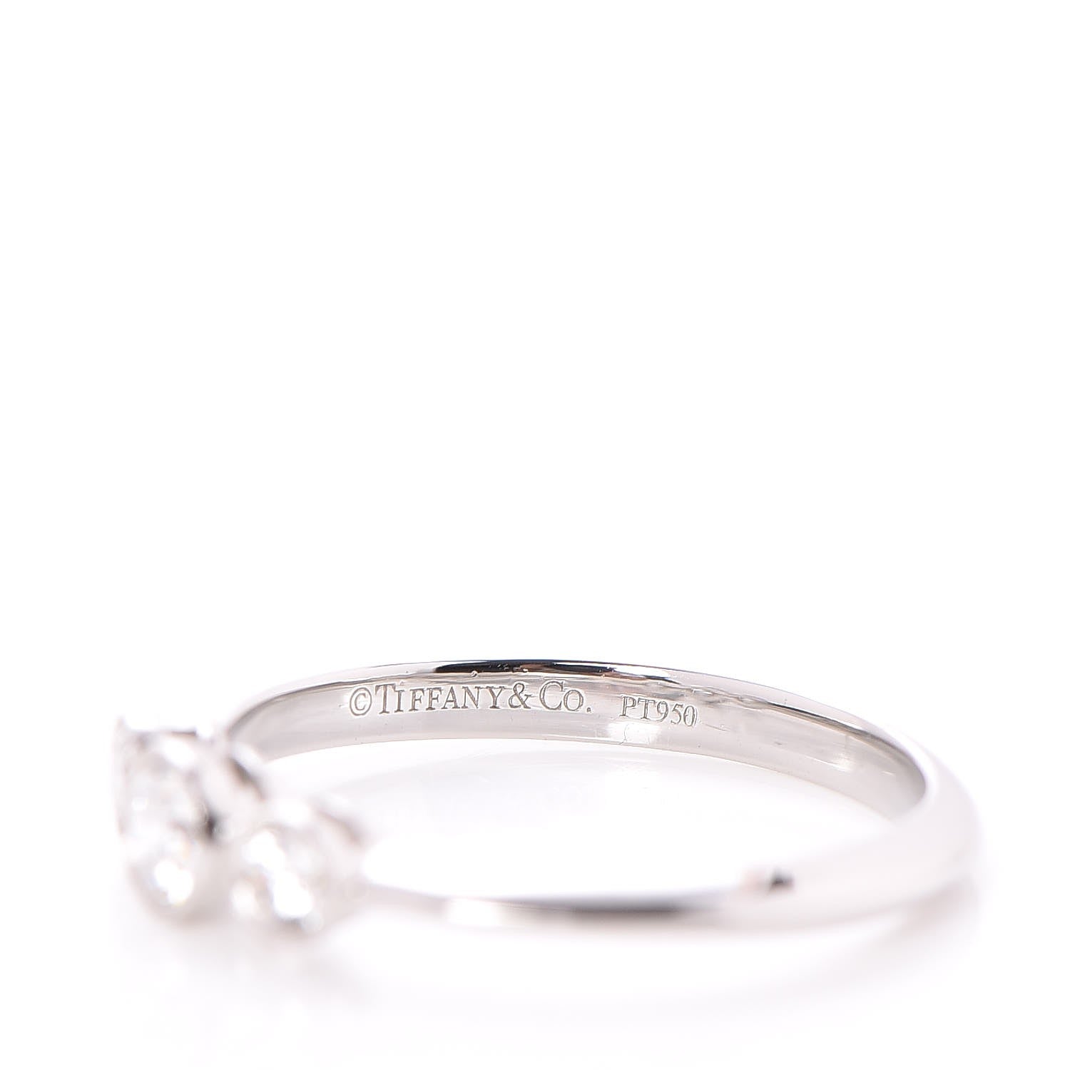 Tiffany Platinum Diamond Three Stone Milgrain Ring 53 6.25 4 of 5