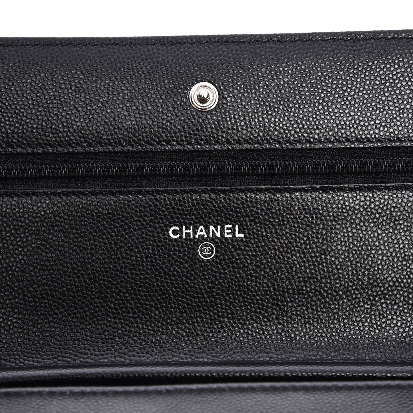 Caviar Chevron Quilted Wallet On Chain WOC Black