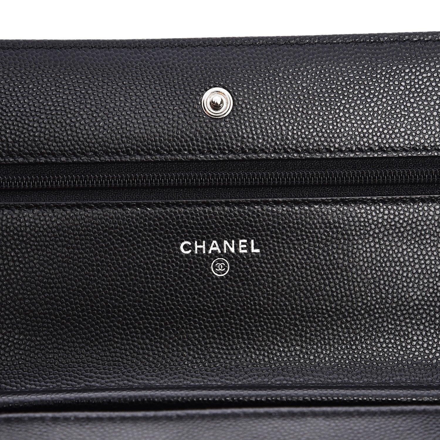 Chanel Caviar Chevron Quilted Wallet On Chain WOC Black 6 of 11