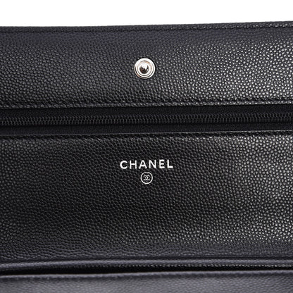 Chanel Caviar Chevron Quilted Wallet On Chain WOC Black 6 of 11