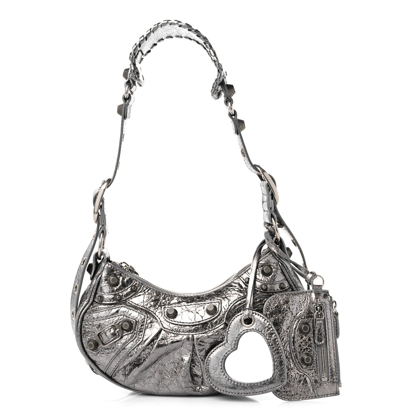 Metallic Agneau Arena Le Cagole Shoulder Bag XS Silver