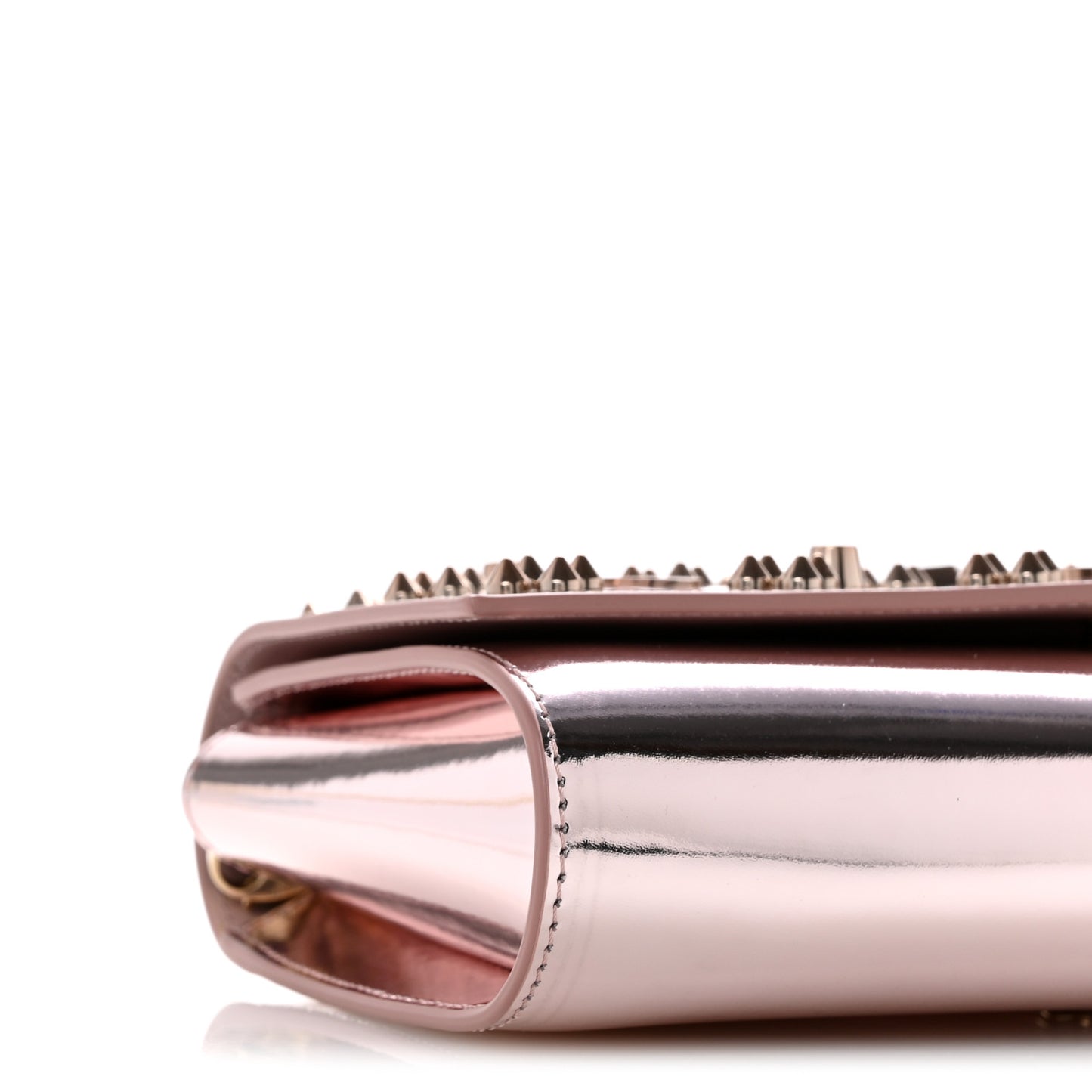 Metallic Patent Calfskin Spikes Loubinthesky Paloma Clutch Vintage Rose