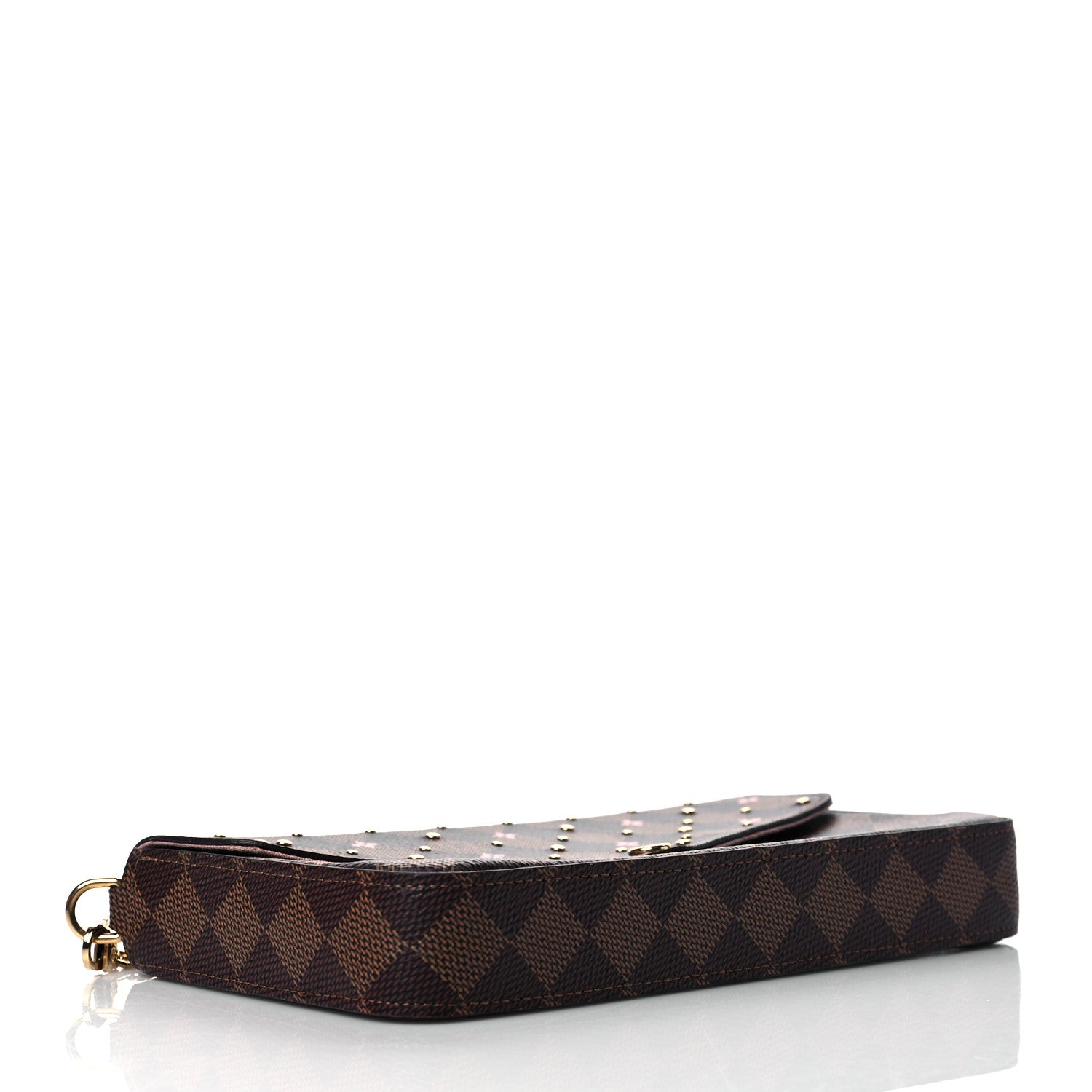 Louis Vuitton Damier Ebene Studded Pochette Felicie Chain Wallet 5 of 10