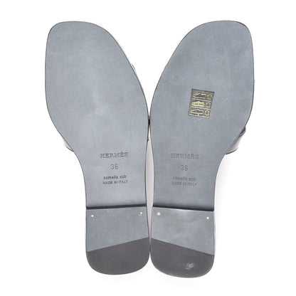 Hermes Patent Oran Sandals 36 Black 6 of 10