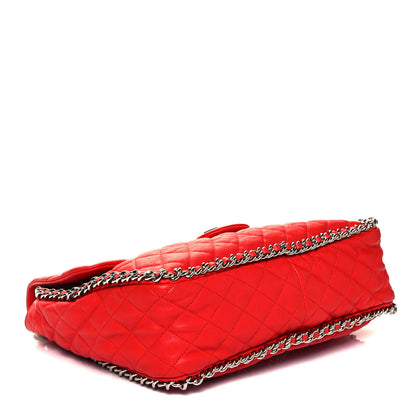 Chanel Washed Lambskin Quilted Maxi Chain Around Flap Red 4 of 10