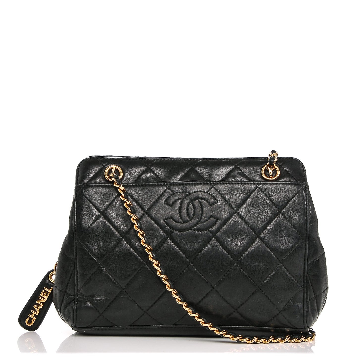 Lambskin Quilted Shoulder Bag Black