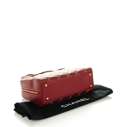 Chanel Calfskin Wild Stitch Top Handle Bag Red 4 of 7