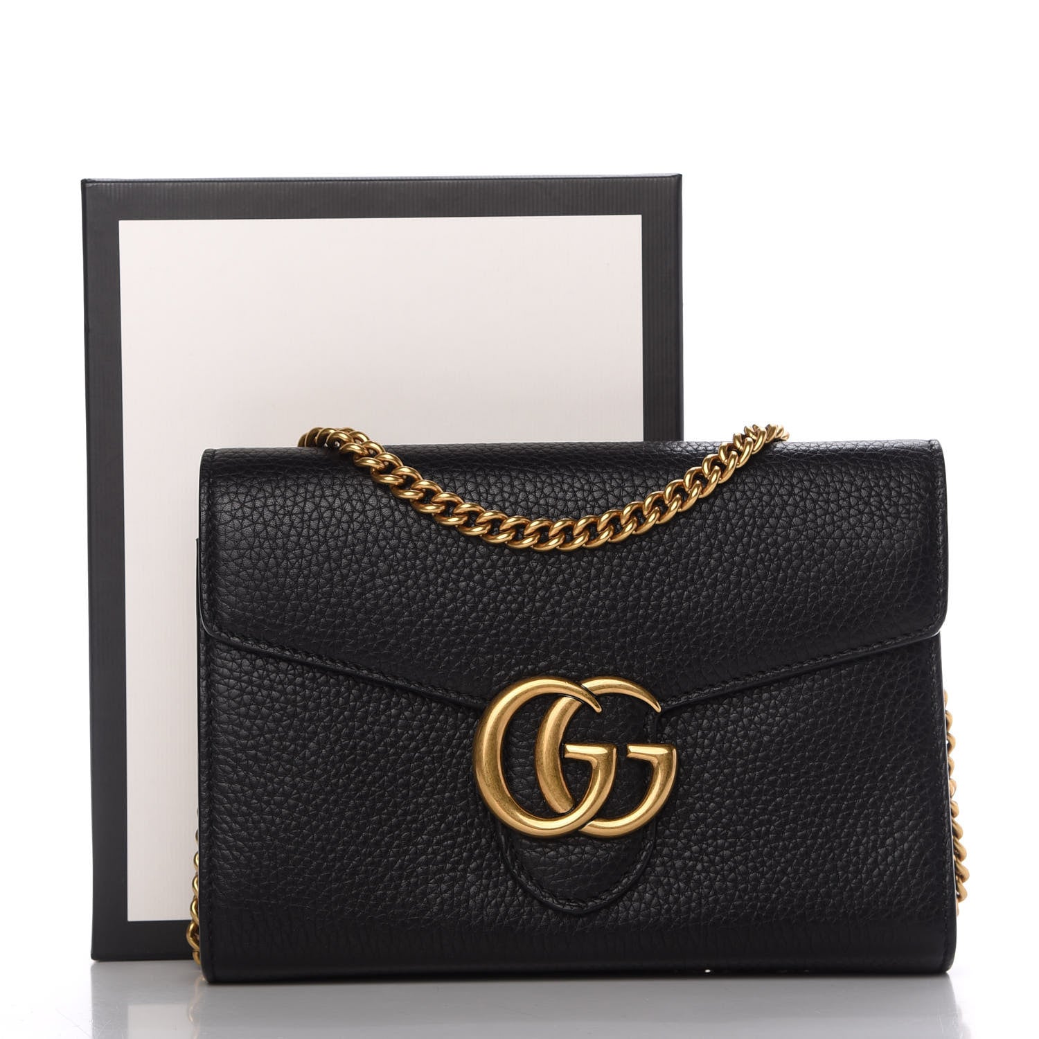 Gucci Calfskin GG Marmont Chain Wallet Black 14 of 14