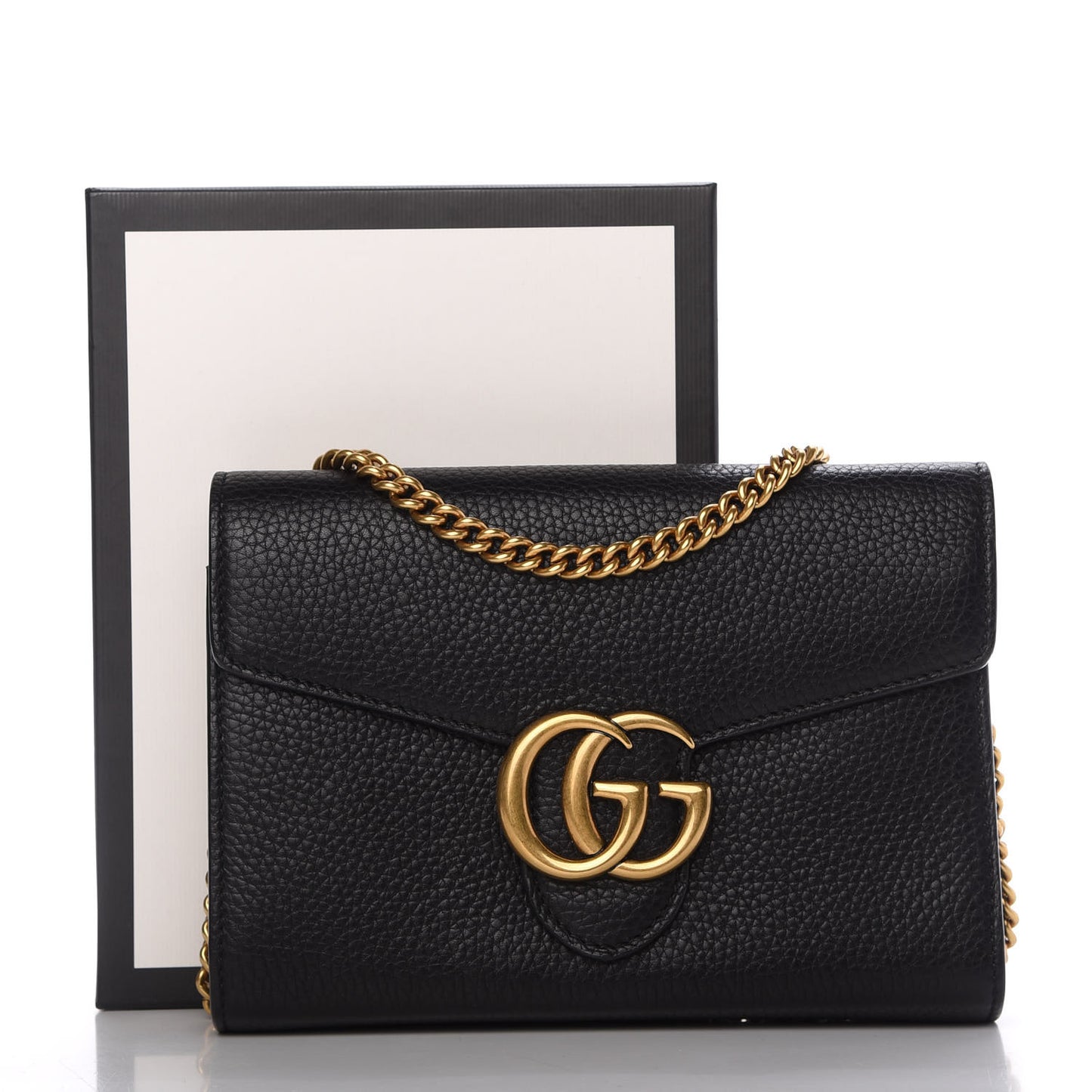 Calfskin GG Marmont Chain Wallet Black