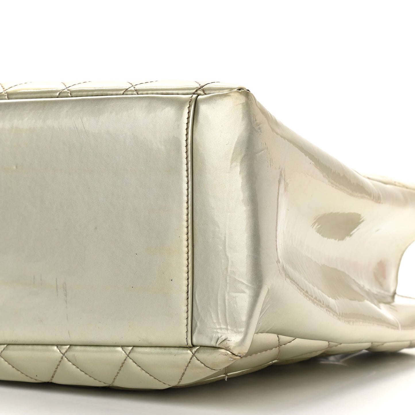 Patent Quilted Grand Shopping Tote GST Silver Gold