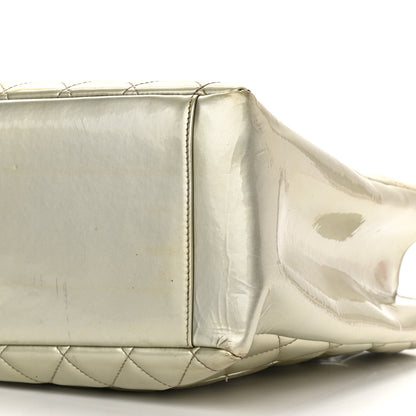 Chanel Patent Quilted Grand Shopping Tote GST Silver Gold 12 of 24