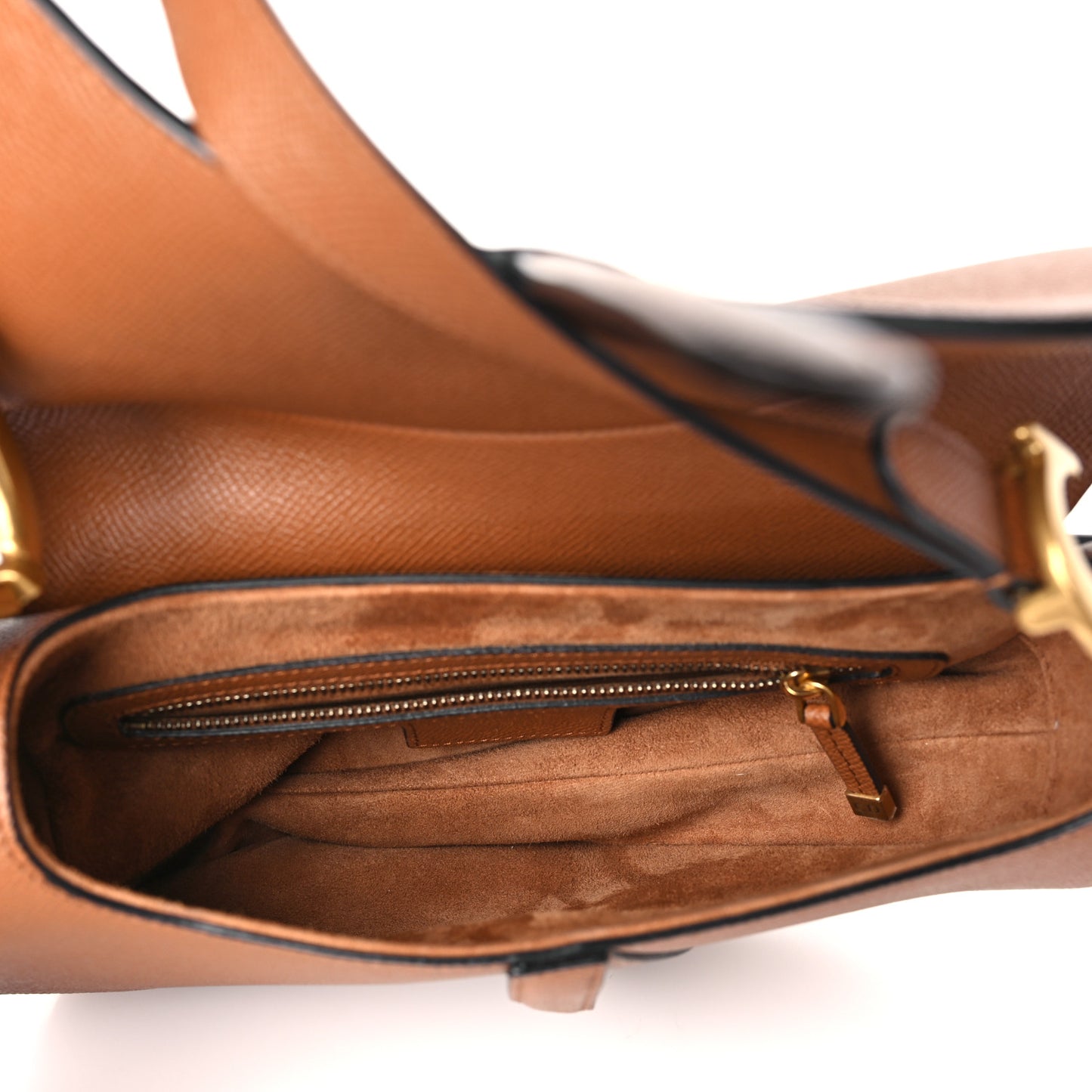 Grained Calfskin Saddle Bag Camello