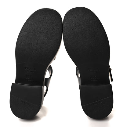 Prada Foam Rubber Metal Triangle Logo 50mm Cage Sandals 38 Black 5 of 9