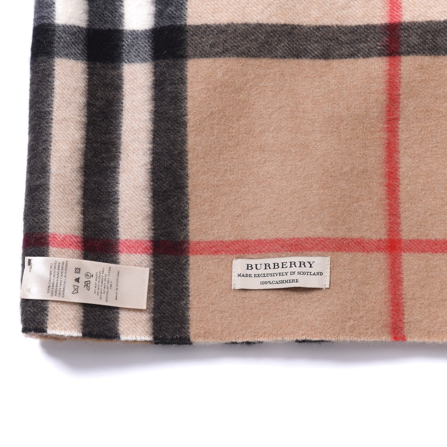 Children's Cashmere Check Snood Scarf Camel