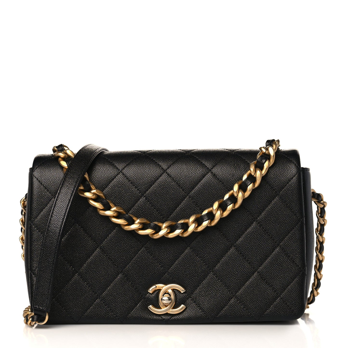 Caviar Quilted Medium Fashion Therapy Flap Bag Black