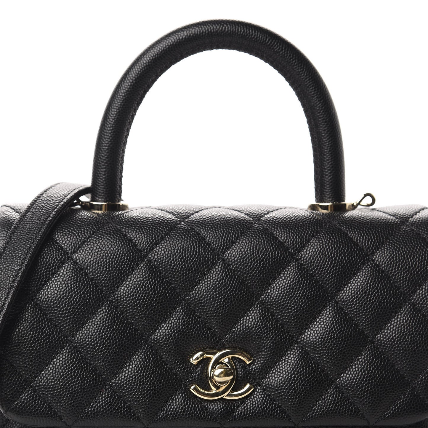 Caviar Quilted Mini Coco Handle Flap Black