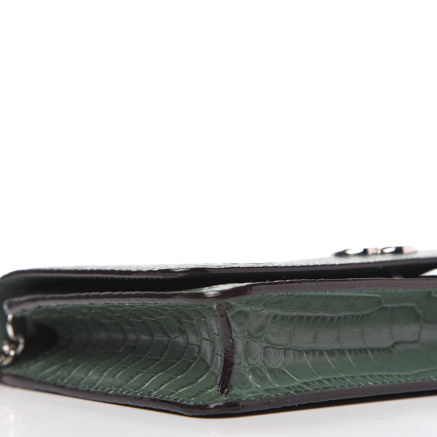Calfskin Crocodile Embossed Palace Crossbody Green