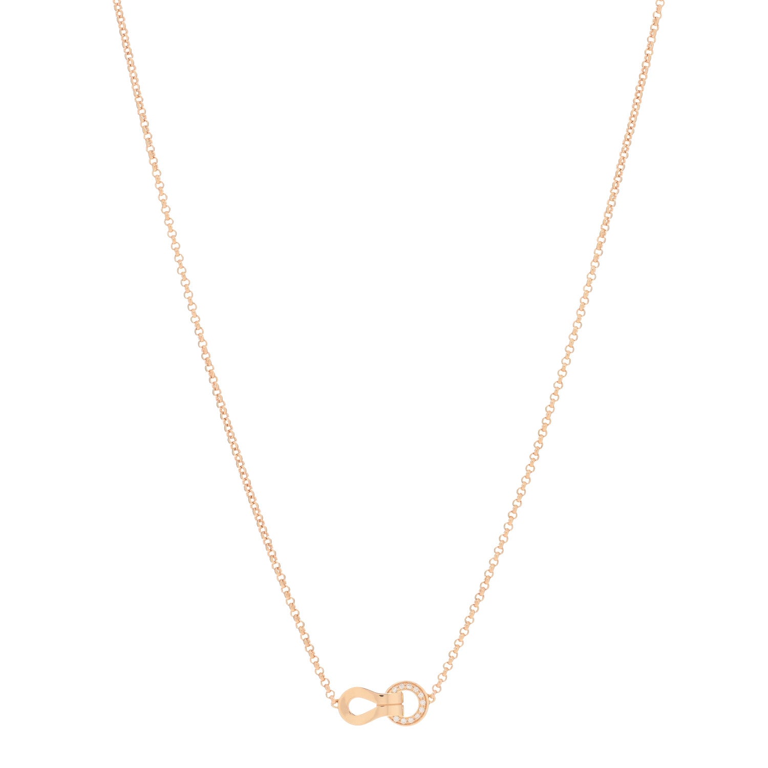 Cartier 18K Pink Gold Diamond Agrafe Paved Pendant Necklace 1 of 4