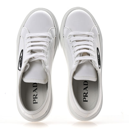 Prada Nylon Gabardine Triangle Logo Platform Sneakers 36 White 2 of 9