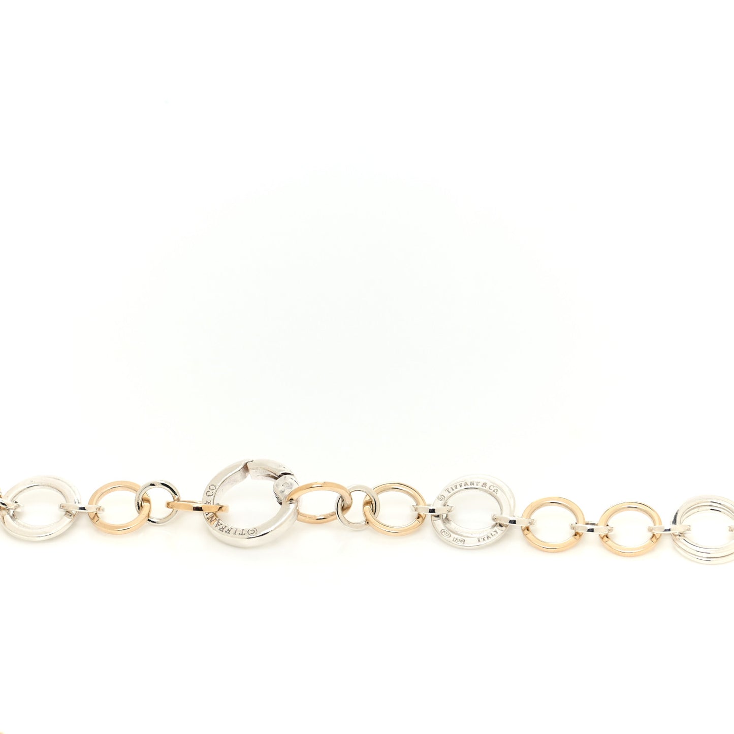 Sterling Silver 18K Yellow Gold Interlocking Circles Link Necklace