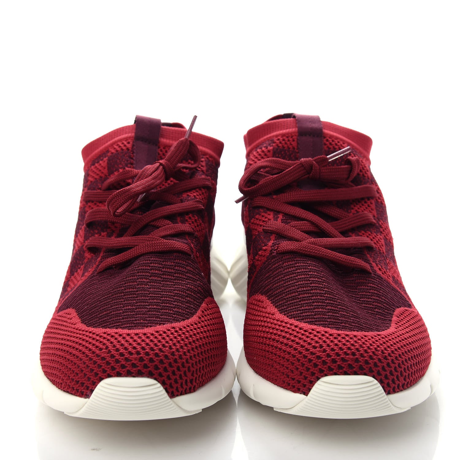 Louis Vuitton Knit Damier Mens Fastlane Sneakers 7.5 Burgundy Red 5 of 12