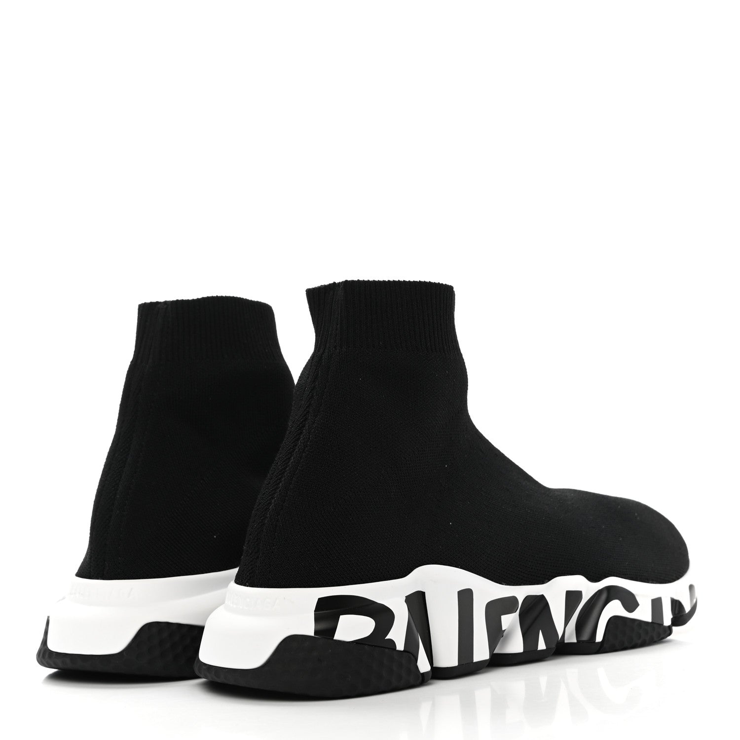 Balenciaga Neoprene Knit Womens Speed Graffiti Sneakers 43 Black White 4 of 9