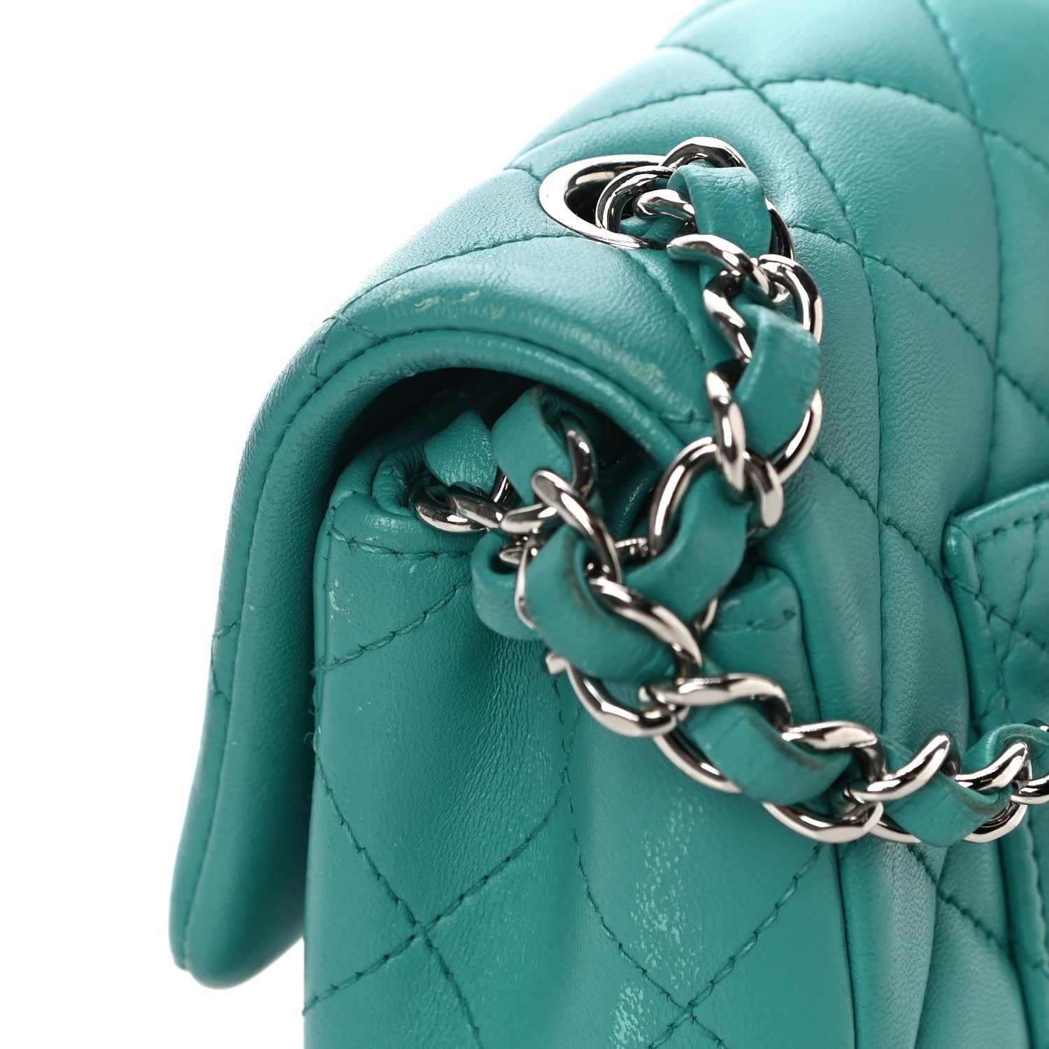 Chanel Lambskin Quilted Mini Rectangular Flap Turquoise 10 of 16