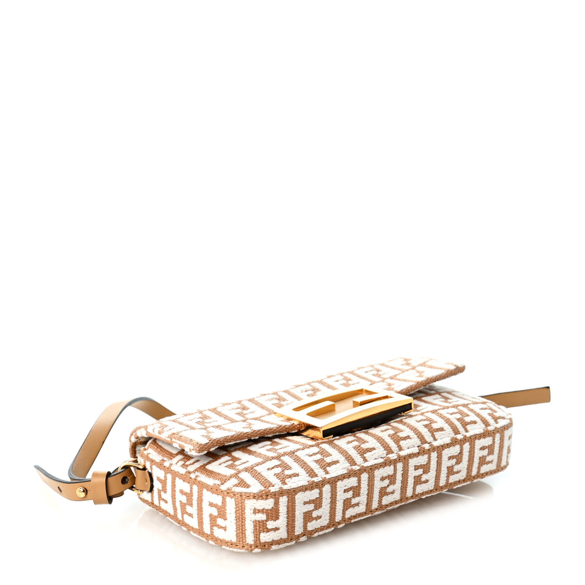 Fendi Raffia Chenille Vitello FF Phone Baguette  Naturale White 3 of 9