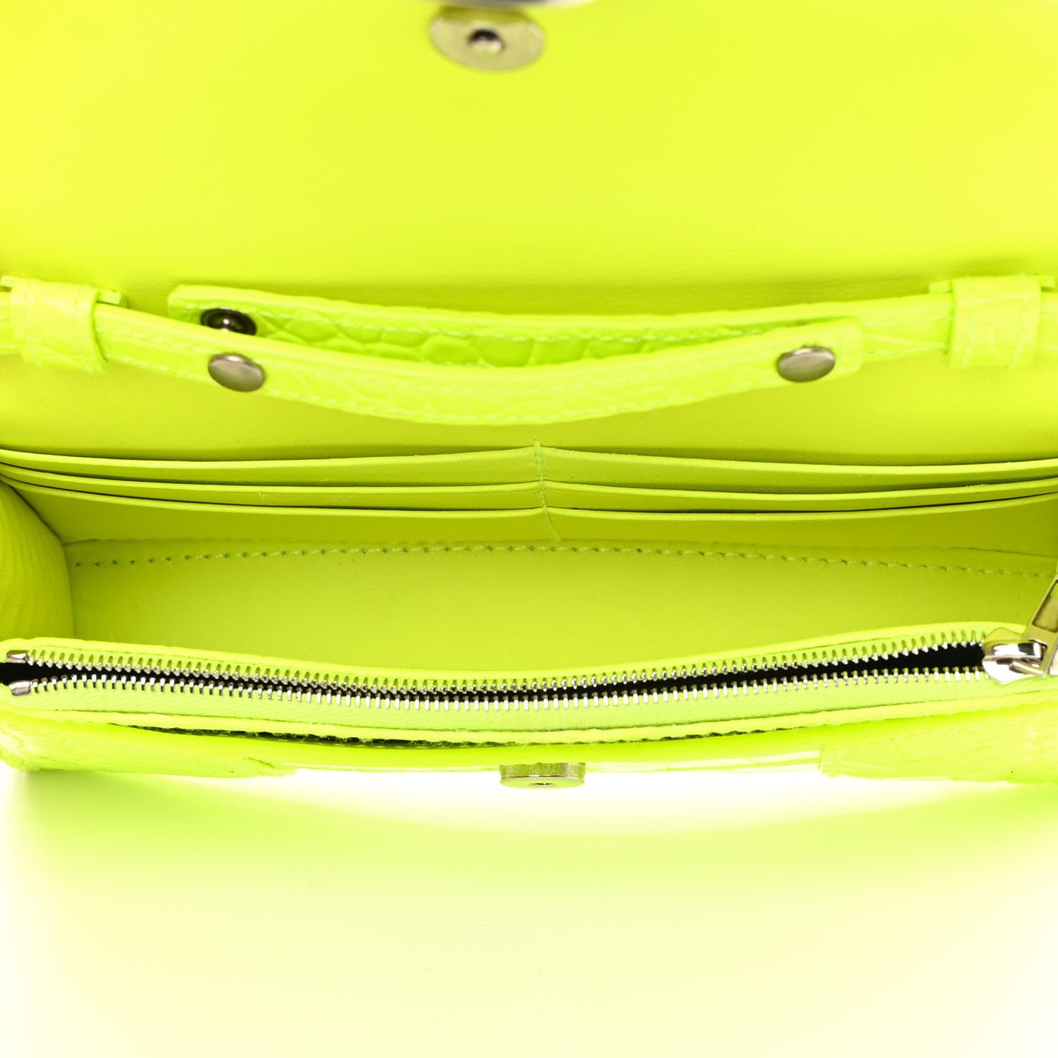Balenciaga Shiny Calfskin Crocodile Embossed Hourglass Chain Bag Fluo Yellow 5 of 11
