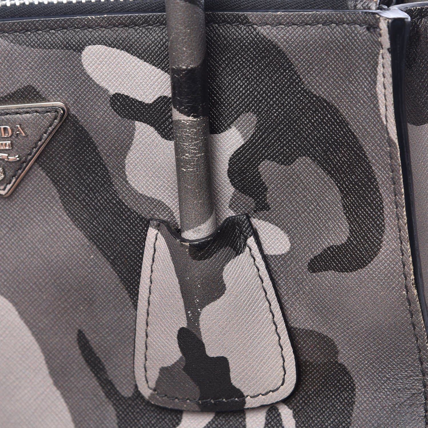 Prada Saffiano Soft Camouflage Print Small Twin Pocket Tote Marmo Dis Camouflage 10 of 19