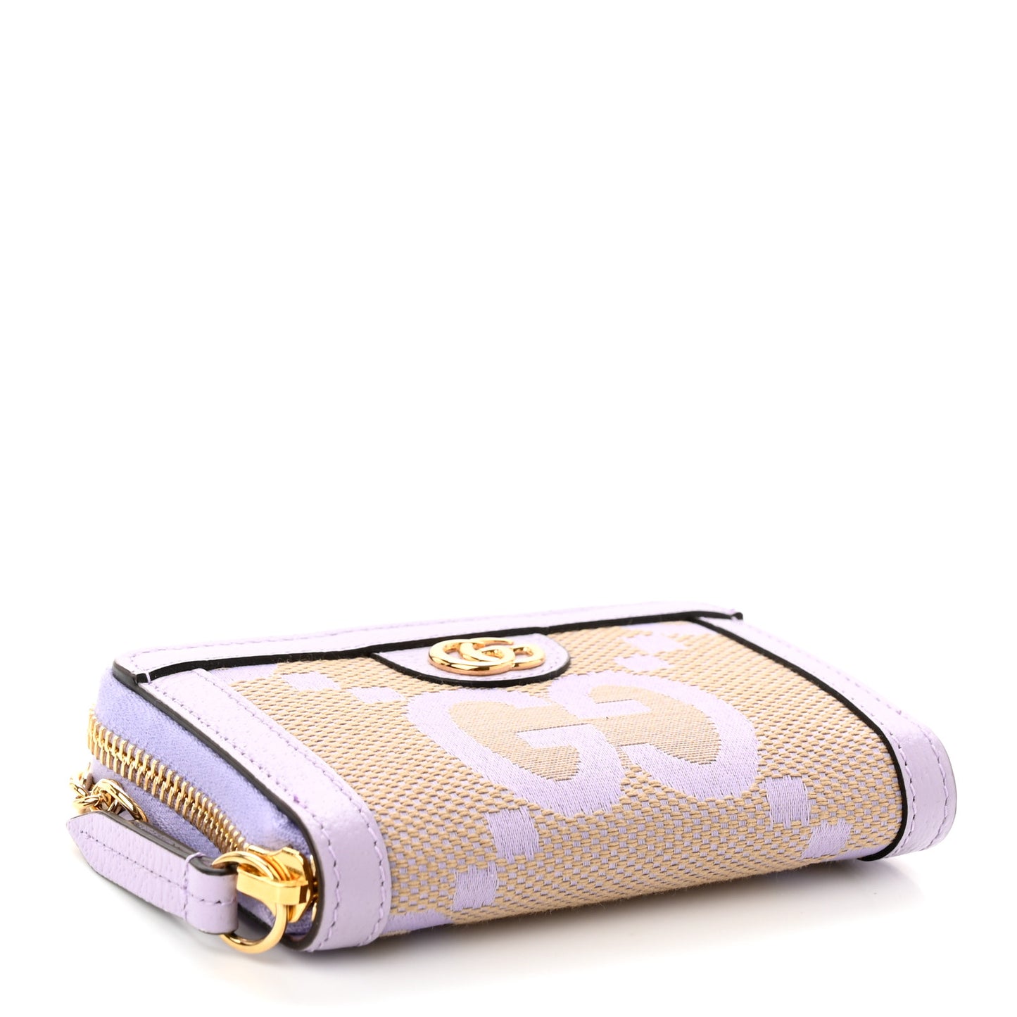Monogram Jumbo GG Textured Dollar Calfskin Ophidia Key Card Case Beige Lapis