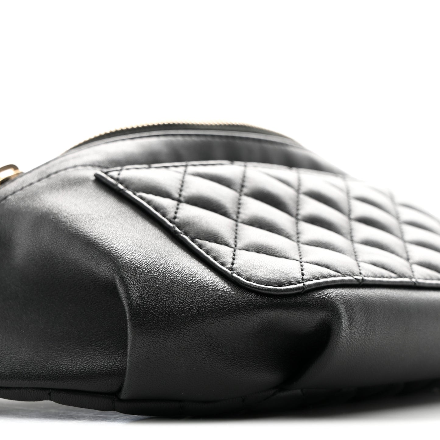 Lambskin Quilted Waist Bag Fanny Pack Black