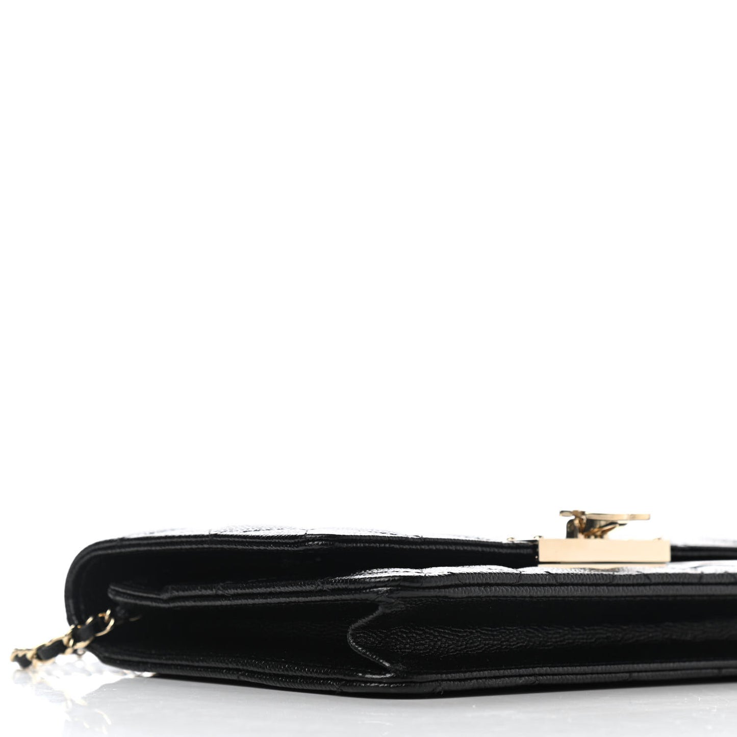 Caviar Quilted Golden Class Wallet On Chain WOC Black