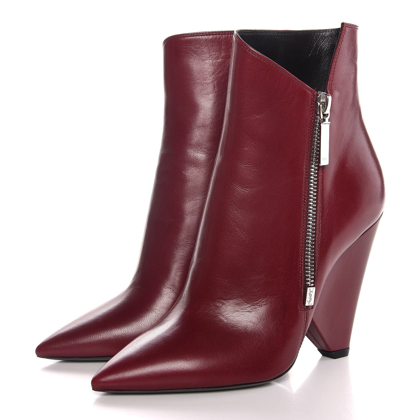 Calfskin Niki Zip Boots 36 French Burgundy