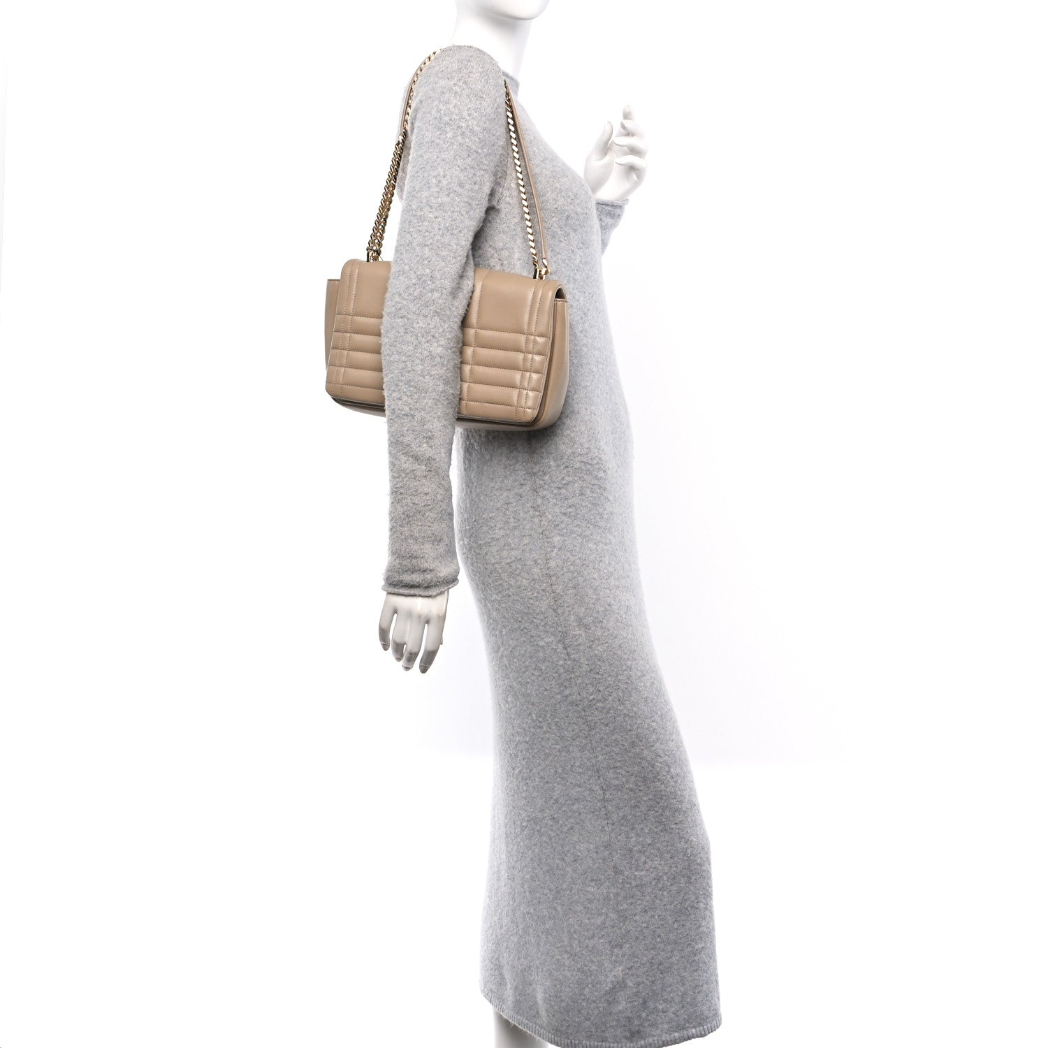 Burberry Lambskin Quilted Medium Lola Bag Oat Beige 2 of 10