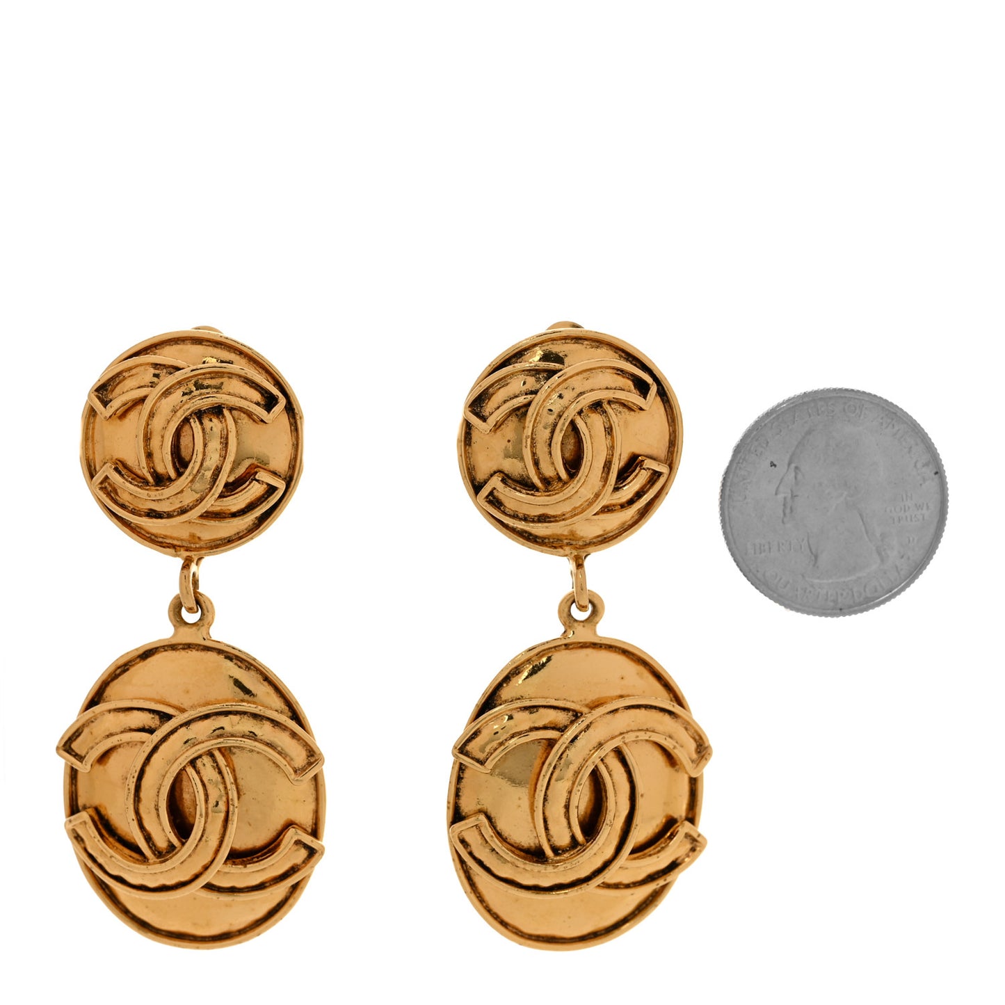 CC Drop Clip On Earrings Gold