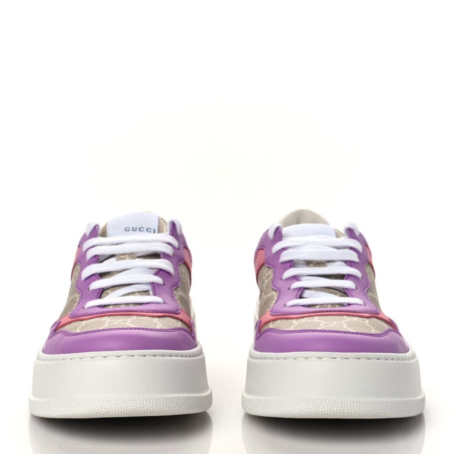 Calfskin GG Supreme Monogram Perforated Womens Platform 55mm Sneakers 39.5 Wild Cherry Beige Mystic White Bright Purple