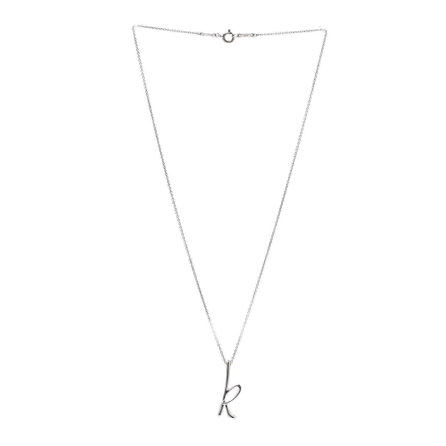 Tiffany Sterling Silver Elsa Peretti Letter K Pendant Necklace 3 of 4