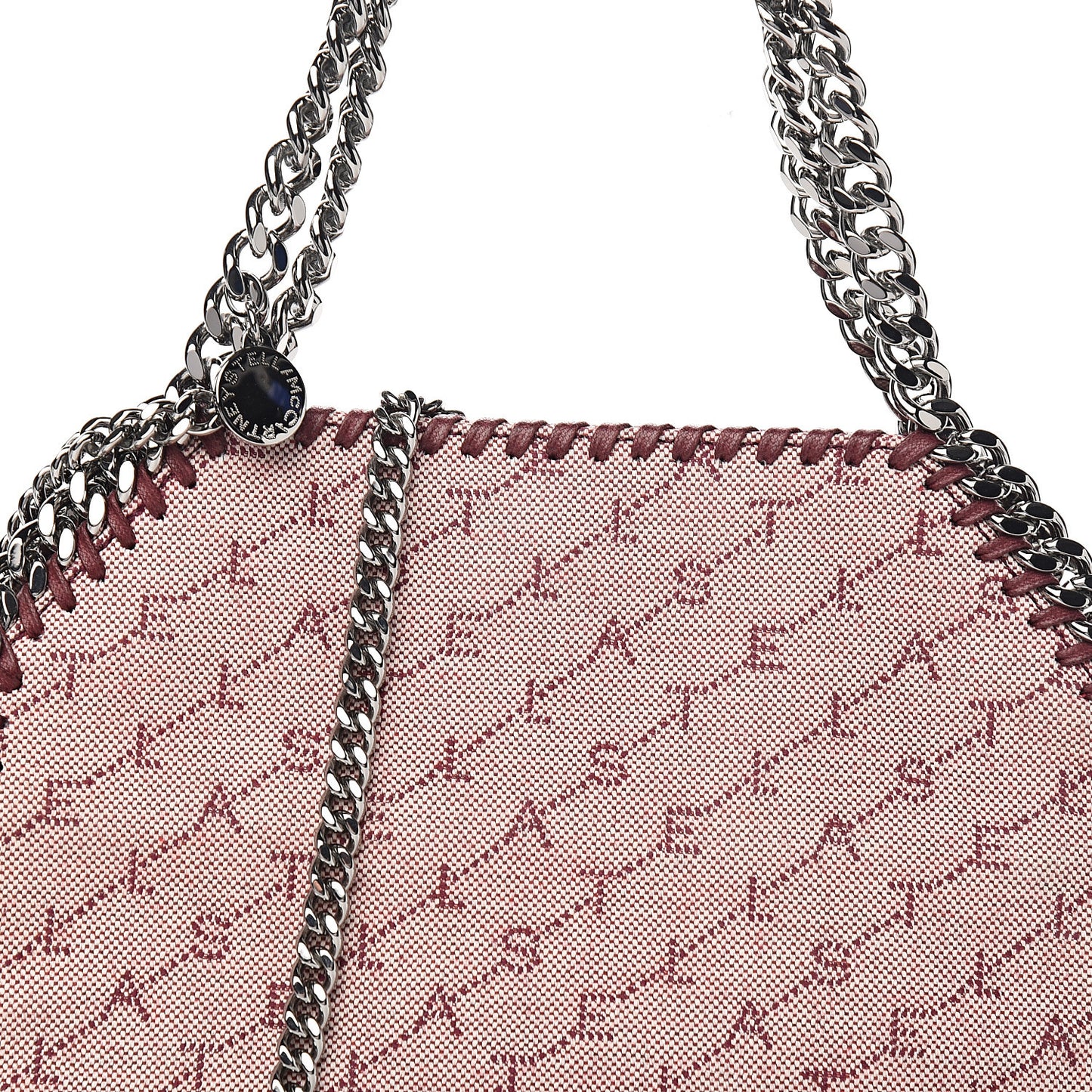 Denim Logo Mini Falabella Tote Burgundy