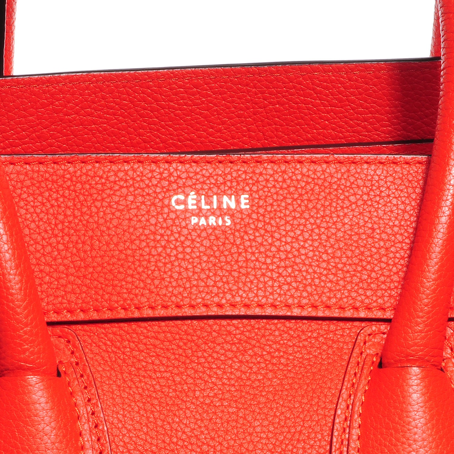 Celine Drummed Calfskin Mini Luggage Vermillion 8 of 8