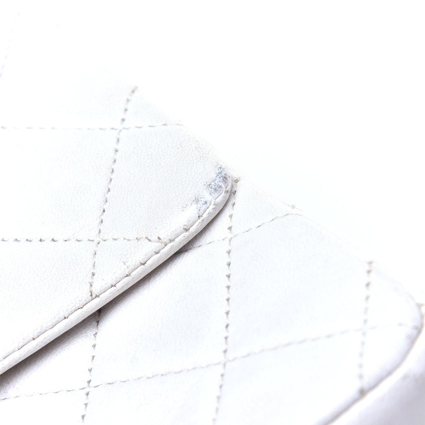 Lambskin Quilted Medium Double Flap White