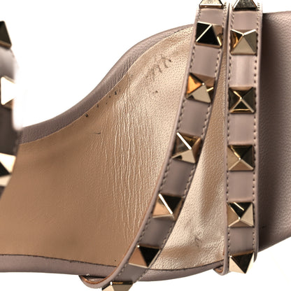 Valentino Garavani Calfskin Rockstud Wedge Slide Sandals 37 Poudre 8 of 9