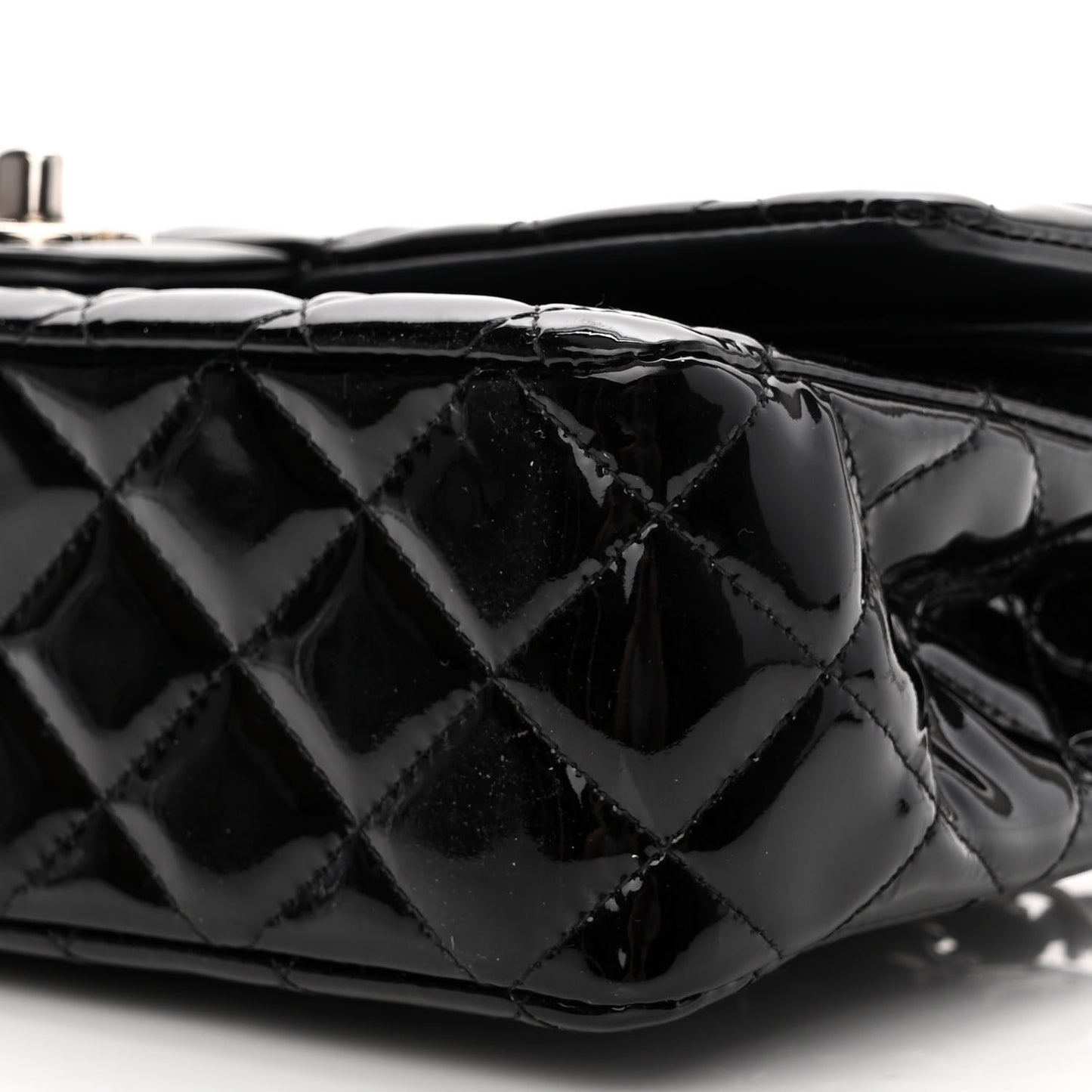 Patent Quilted Medium Double Flap Black